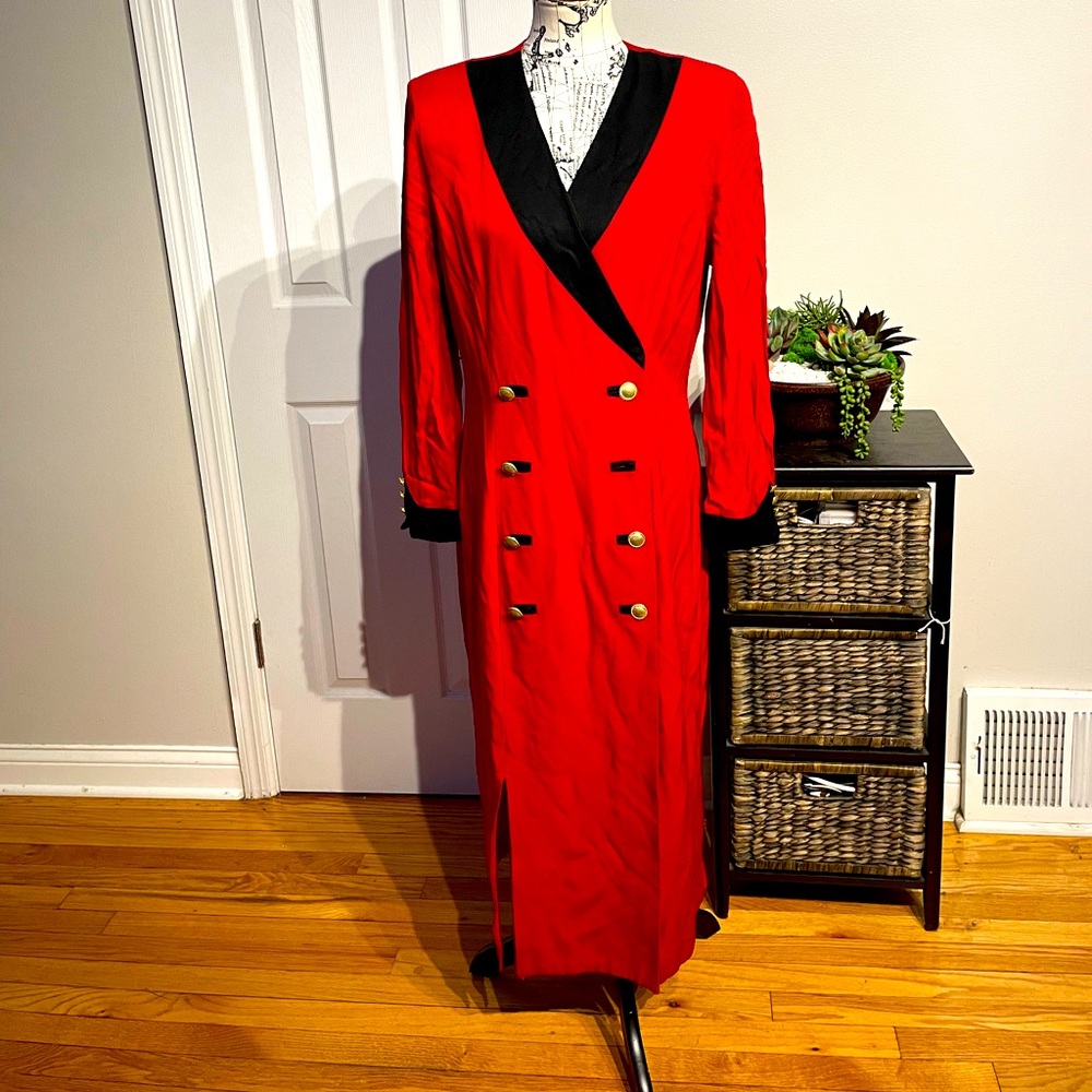 DANNY & NICOLE Tailored Vintage Blazer Shirt Dress Button vibrant pencil gown 14